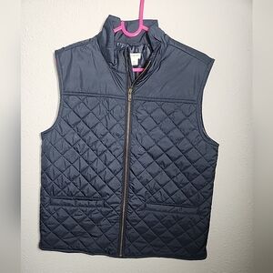 J Crew Crewcuts Navy Blue Quilted Full Zip Polyester Vest Size XL